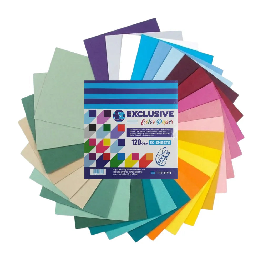 Decent Exclusive 120GSM Color Papers Pack of 50 Pages. - A4 Papers - Decent Paper Store -